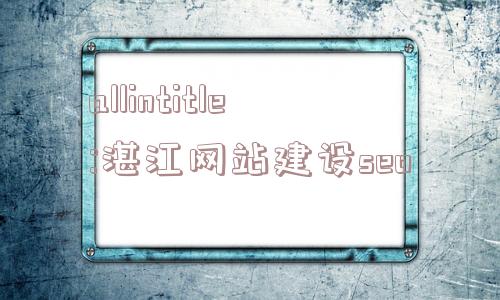 allintitle:湛江网站建设seo